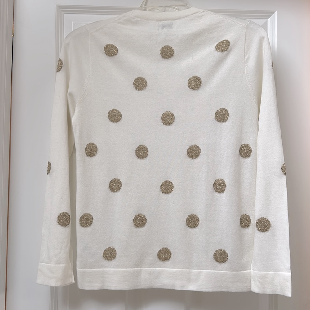 J. CREW NWT Teddie Crewneck cream sweater with gold metallic dots - Picture 3 of 9